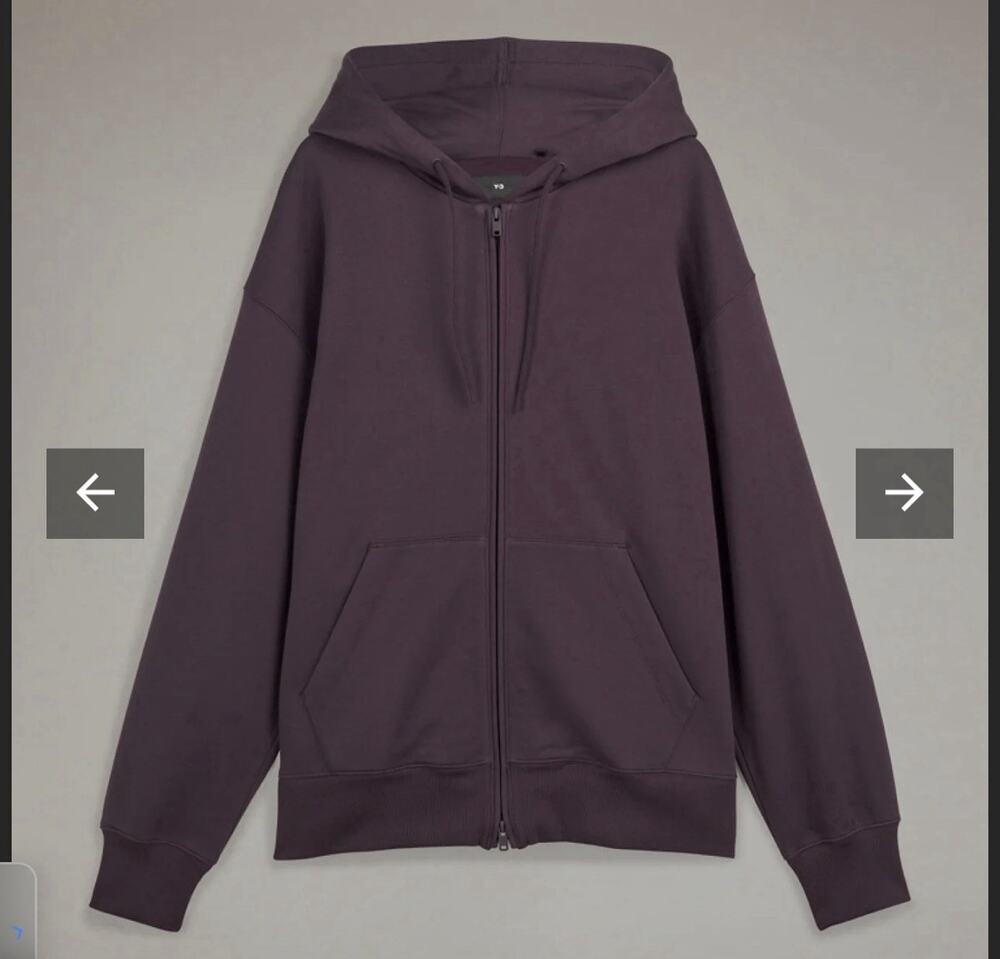 Y-3 Men’s French Terry Zip Hoodie Purple IP7701 Small Heavyweight
